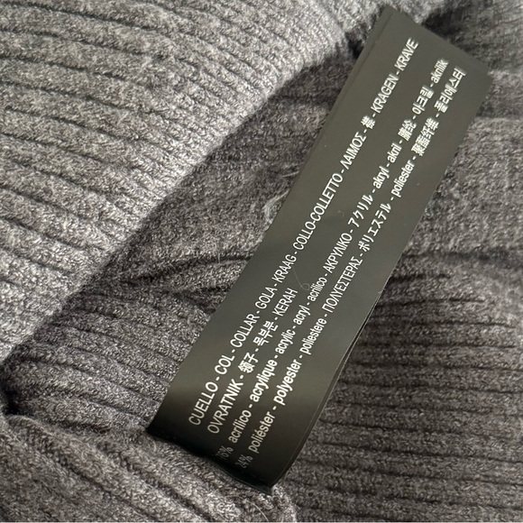 ZARA Gray Detachable Neck Sweater Top Ribbed Cardigan Size M Medium - Picture 9 of 9